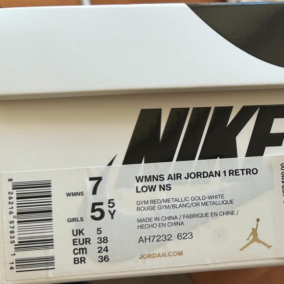 Red Nike Jordan 1 Retro Low NS - Women's size 7 - Picture 2 of 10